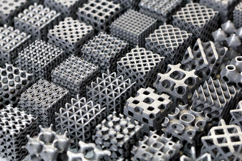 Distintas estructuras de aluminio impresas en 3D diseñadas para ser lo más livianas y resistentes posible. Por Sam Catchpole–Smith – Universidad de Nottingham. (Imagen: EPSRC)
